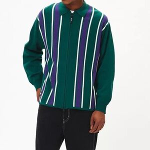 NEW Manastash MCA Stripe Zip Polo Collar Sweater